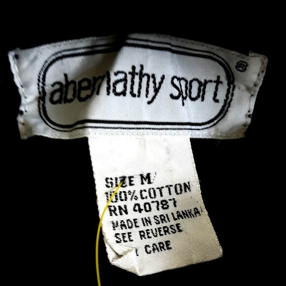 Vintage Abernathy Sport Embroidered Black Cotton Top Size M - Picture 4 of 5